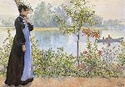 Carl Larsson Late Summer Karin by the Shore Spain oil painting artist